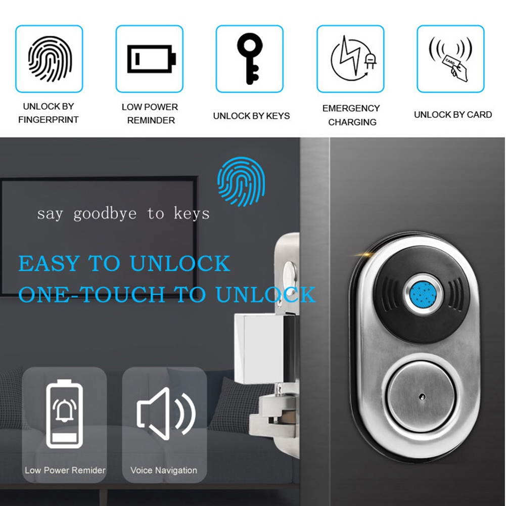 Smart Fingerprint Lock Door Entry Electronic Portable Home Office Easy Install (#B HF-014B Fingerprint)