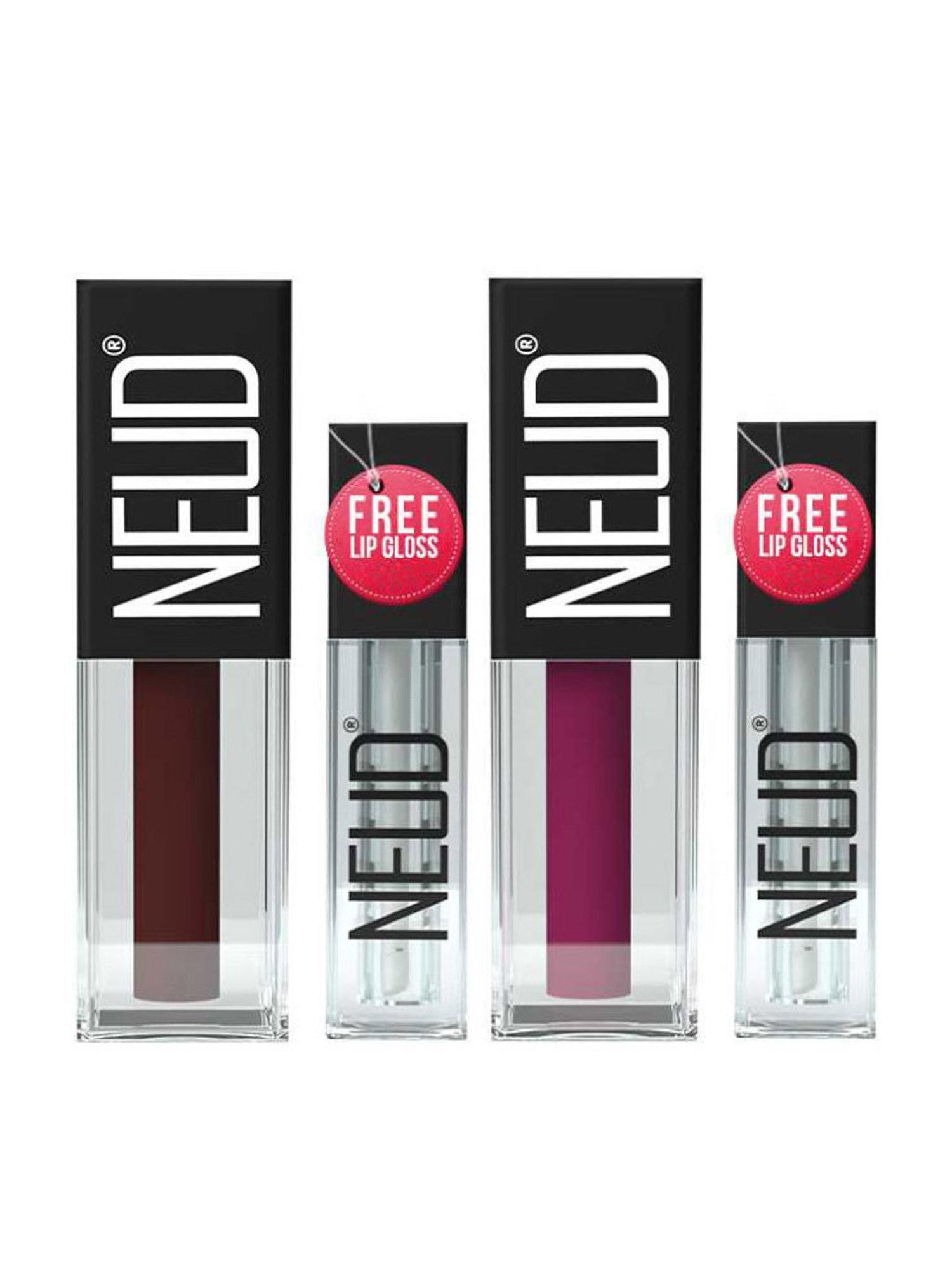 Neud Matte Liquid Lipstick Combo Mauve-a-Licious & Espresso Twist with Two Lip Gloss Free
