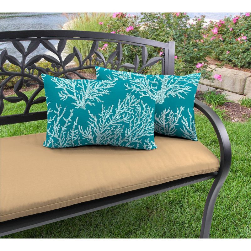Outdoor Set Of 2 Rectangular Accessory Toss Pillows In Seacoral Turquoise - Jordan Manufacturing