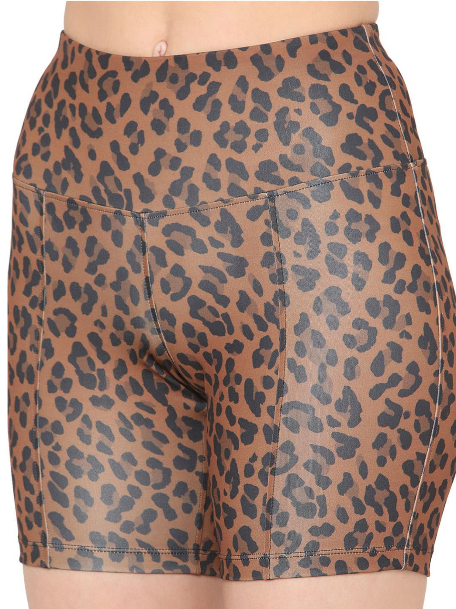SILVERTRAQ Brown Polyester Animal Print Sports Shorts