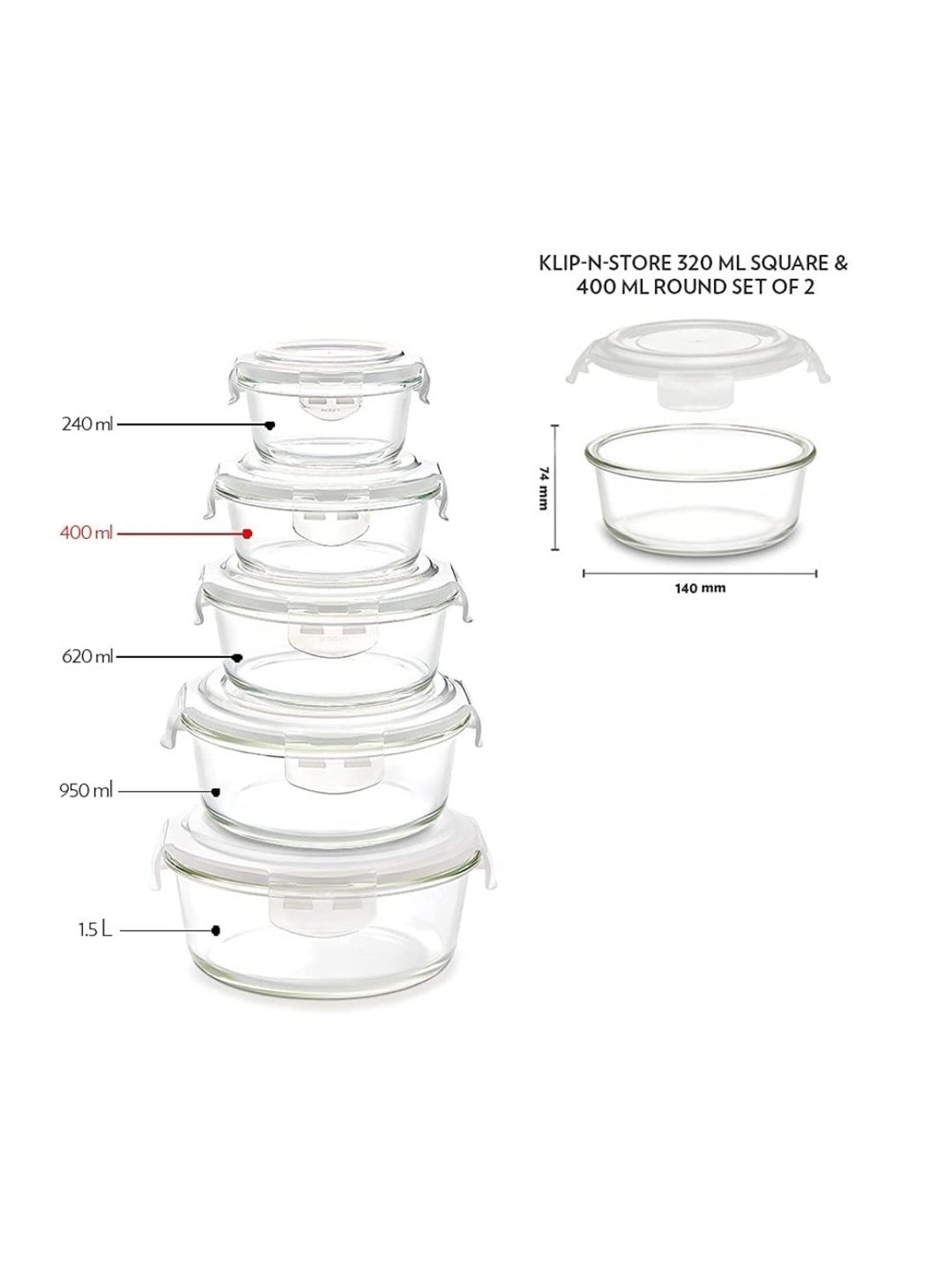 Borosil transparent Glass Containers (720 ml)