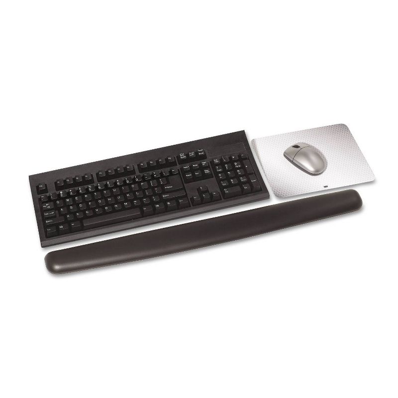 3M Gel Keyboard Wrist Rest, 1", Extended Length - Black Leather