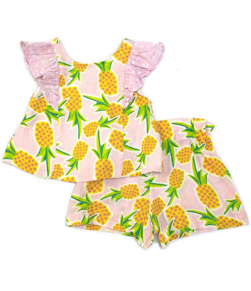 Ally B Big Girls 7-16 Flutter-Sleeve Dotted Top & Shorts Set