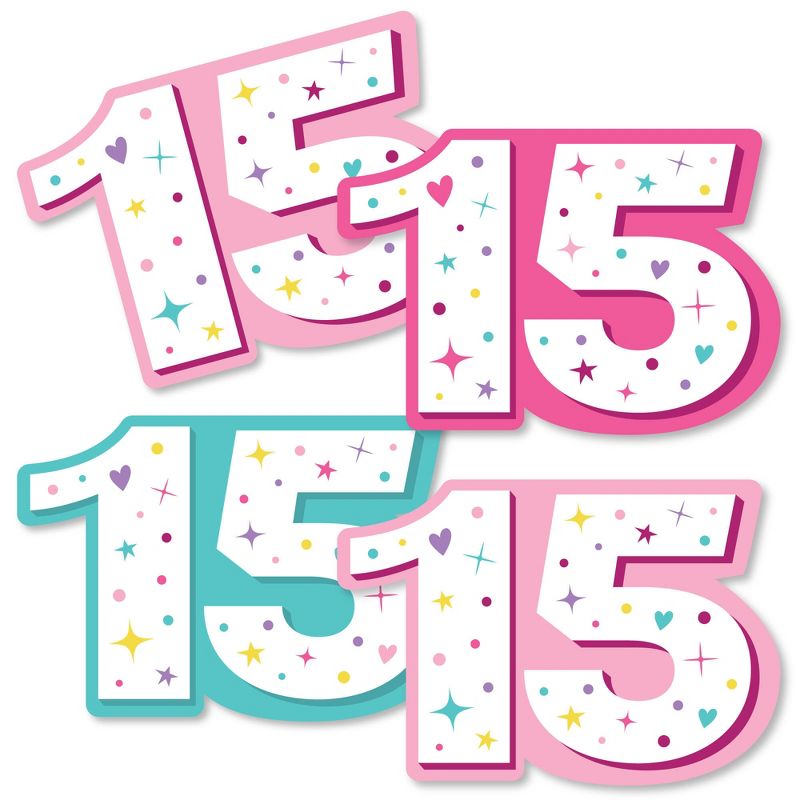 Big Dot of Happiness Girl 15th Birthday - Decorations DIY Teen Birthday Party Essentials - Set of 20