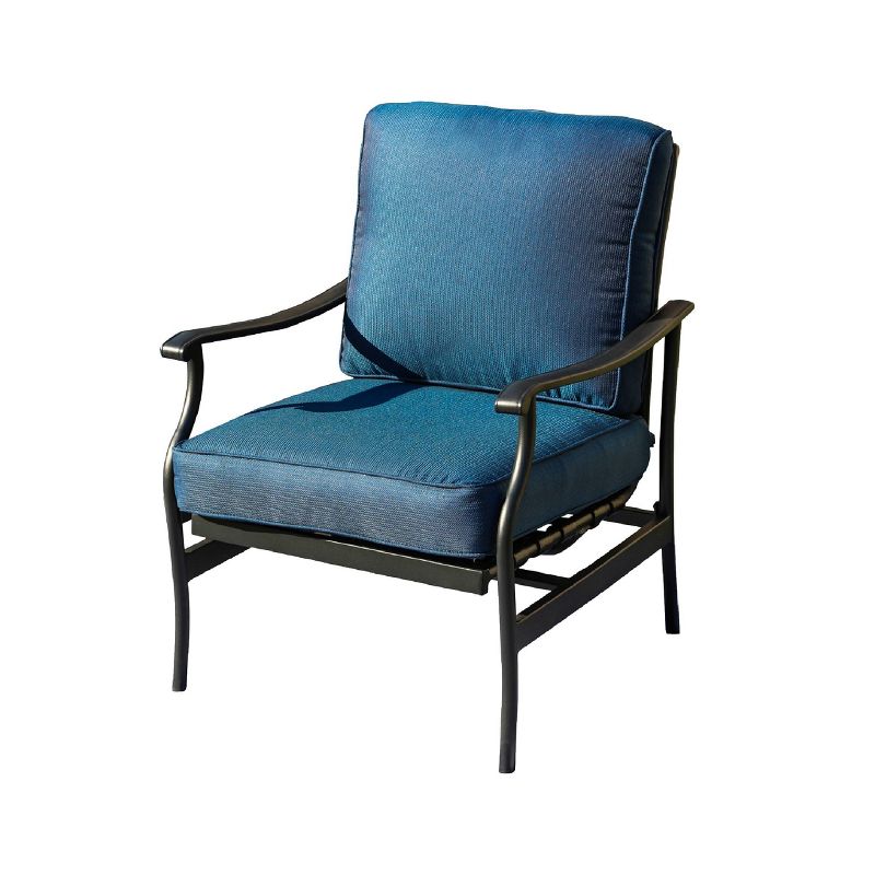 2pc Steel Outdoor Patio Accent Chairs Blue - Lokatse