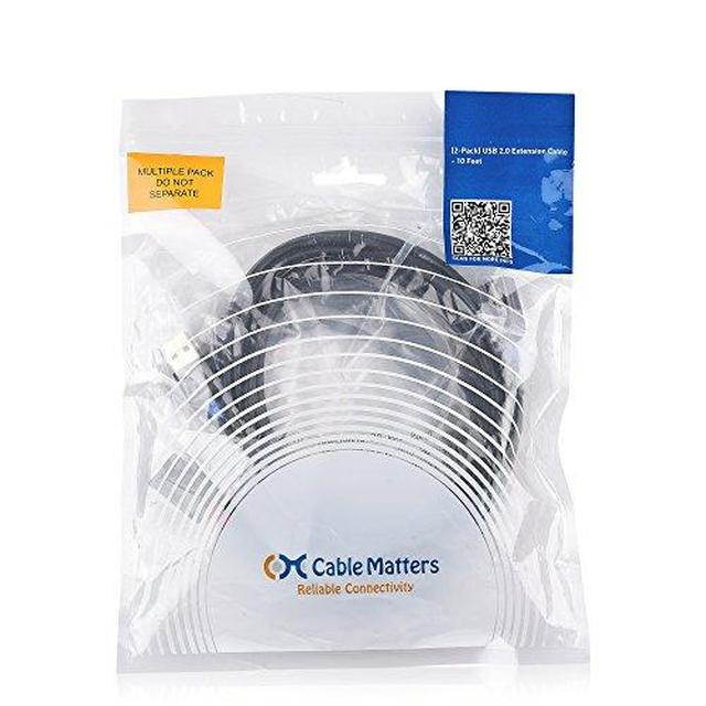 Cable Matters 2-Pack USB to USB Extension Cable (Male to Female USB Extender Cable) - 6 ft