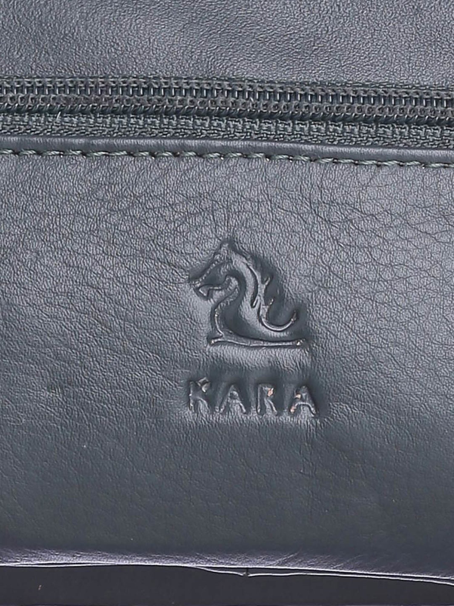 Kara Dark Green Solid Leather Wristlet