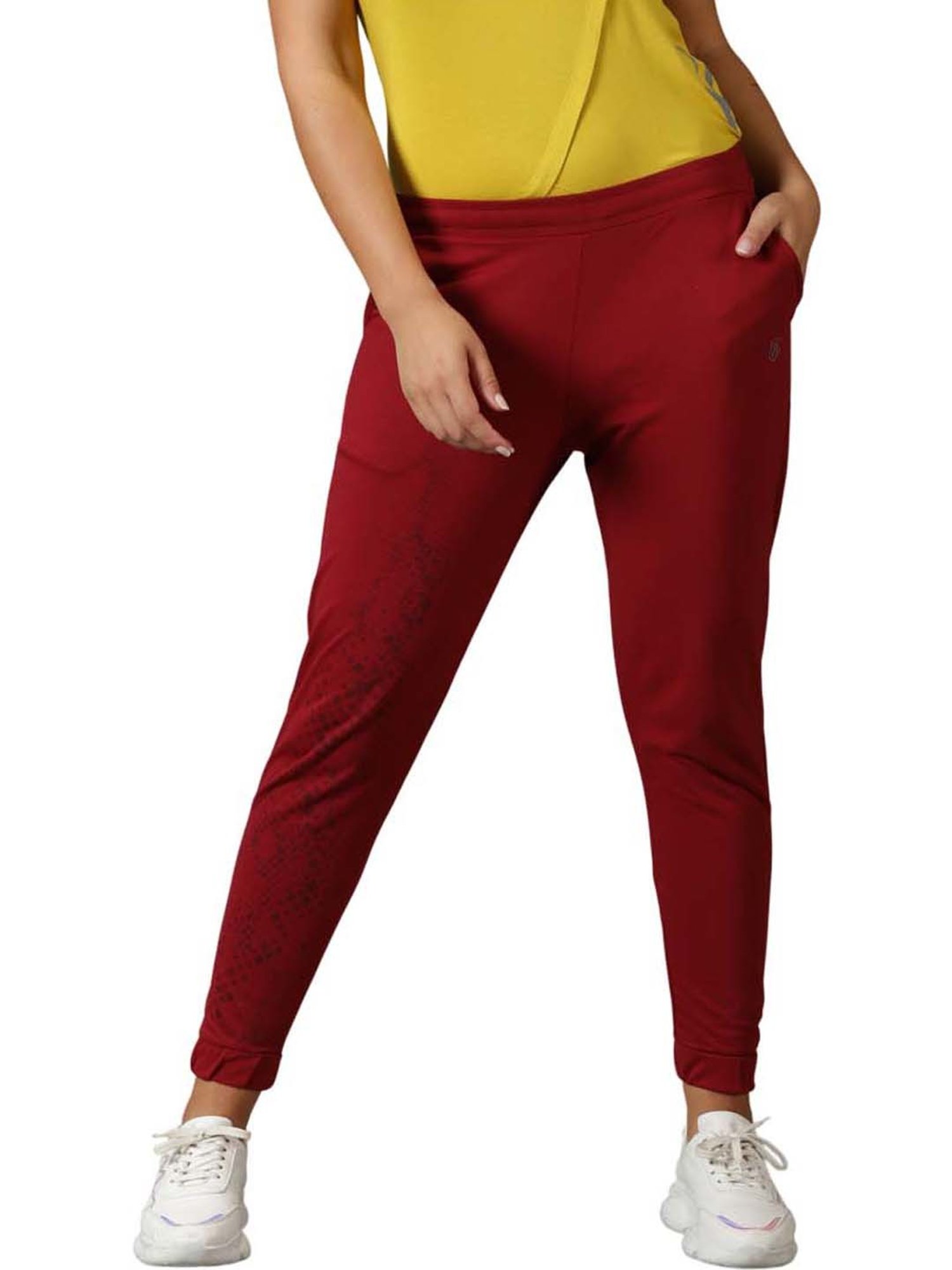 Domin8 Women Digital Print Solid Training Track Pants