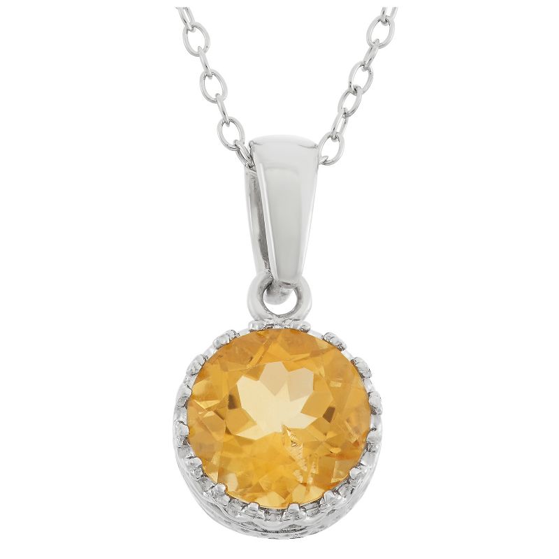 2 TCW Tiara Citrine Crown Pendant in Sterling Silver