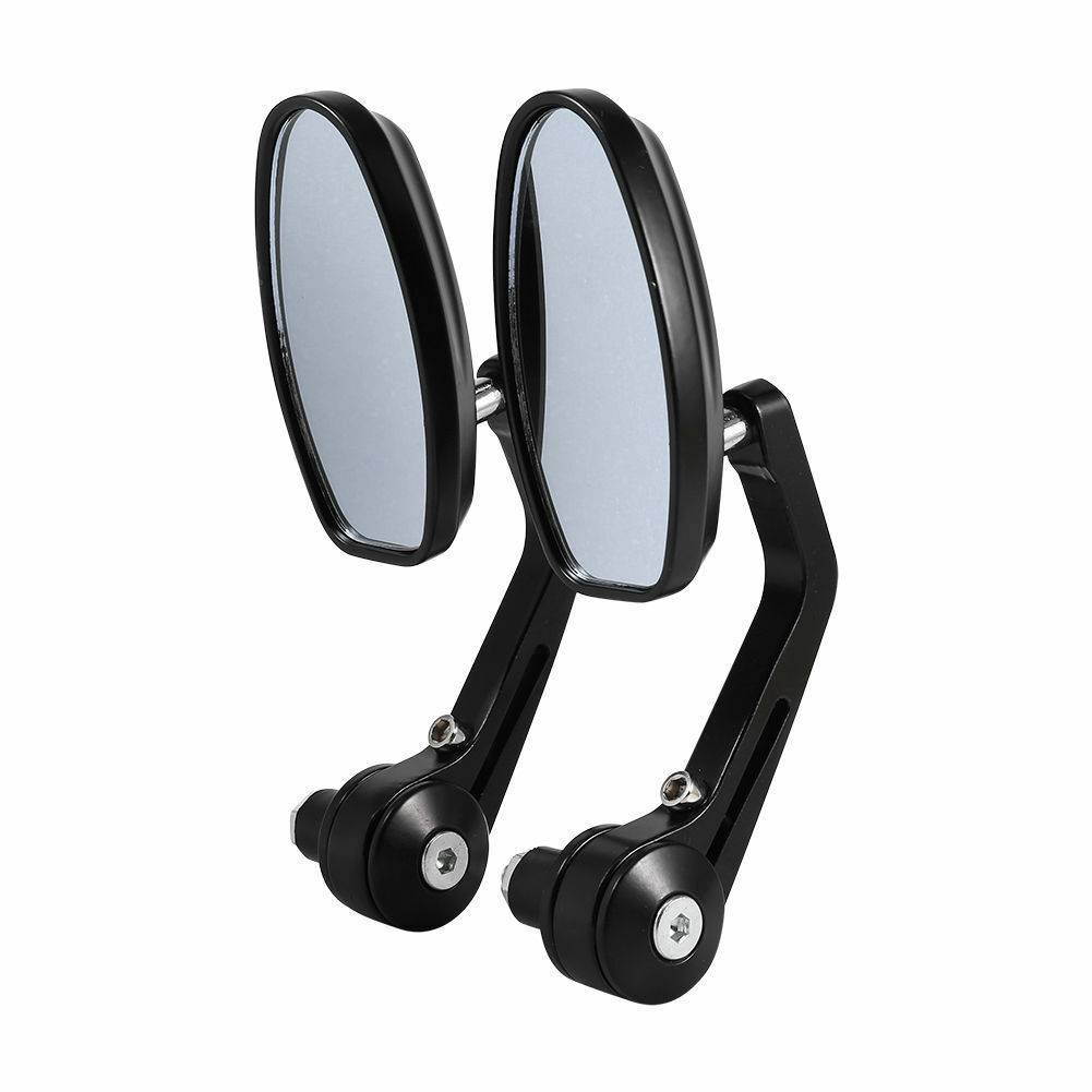 1 Pair Universal 7/8" Bar End Motorcycle Aluminum Side Rearview Mirror Black