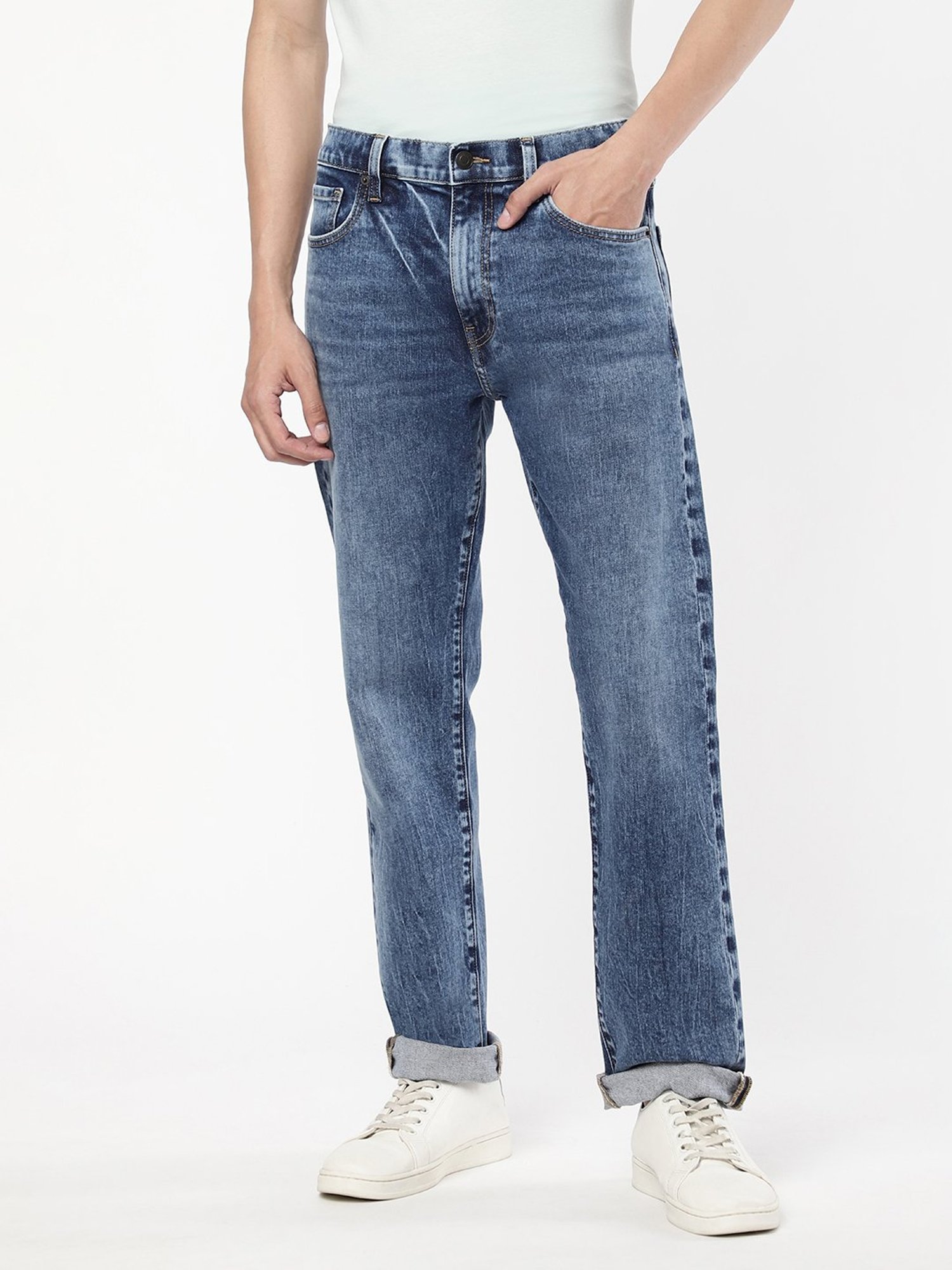 Passion Blue Regular Fit Lightly Washed Jeans