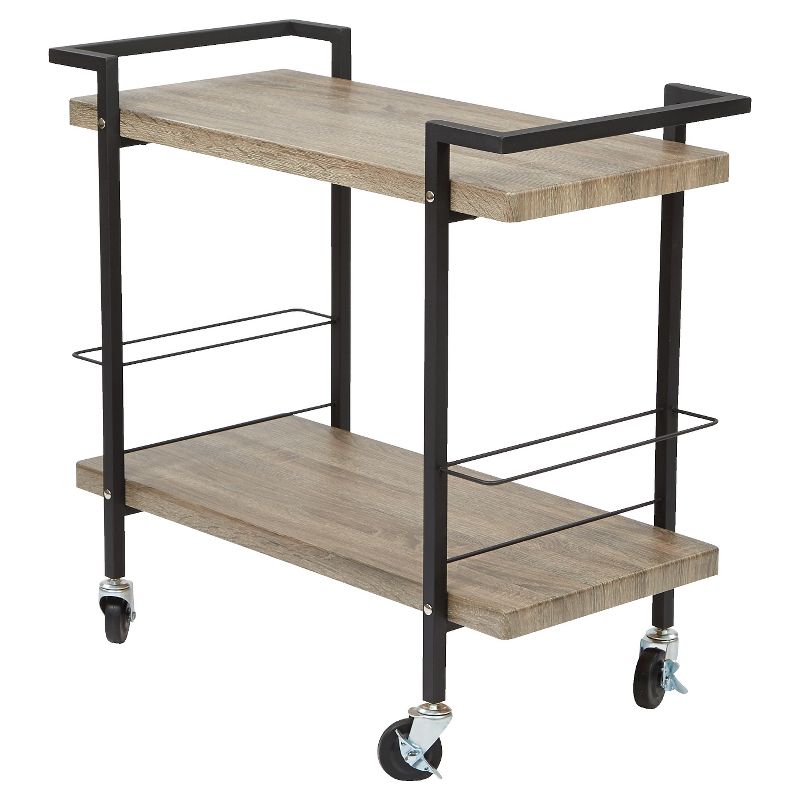 Flash Furniture Castleberry Rustic Wood Grain and Iron Kitchen Serving and Bar Cart