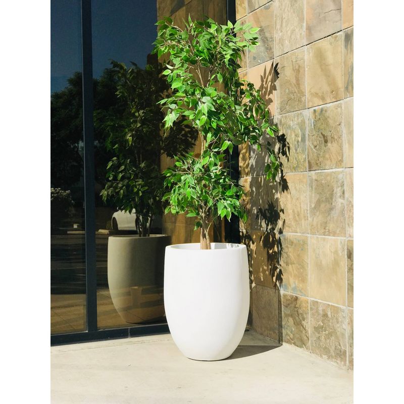 21.7" Lightweight Concrete Outdoor Bowl Planter Pure White - Rosemead Home & Garden, Inc.