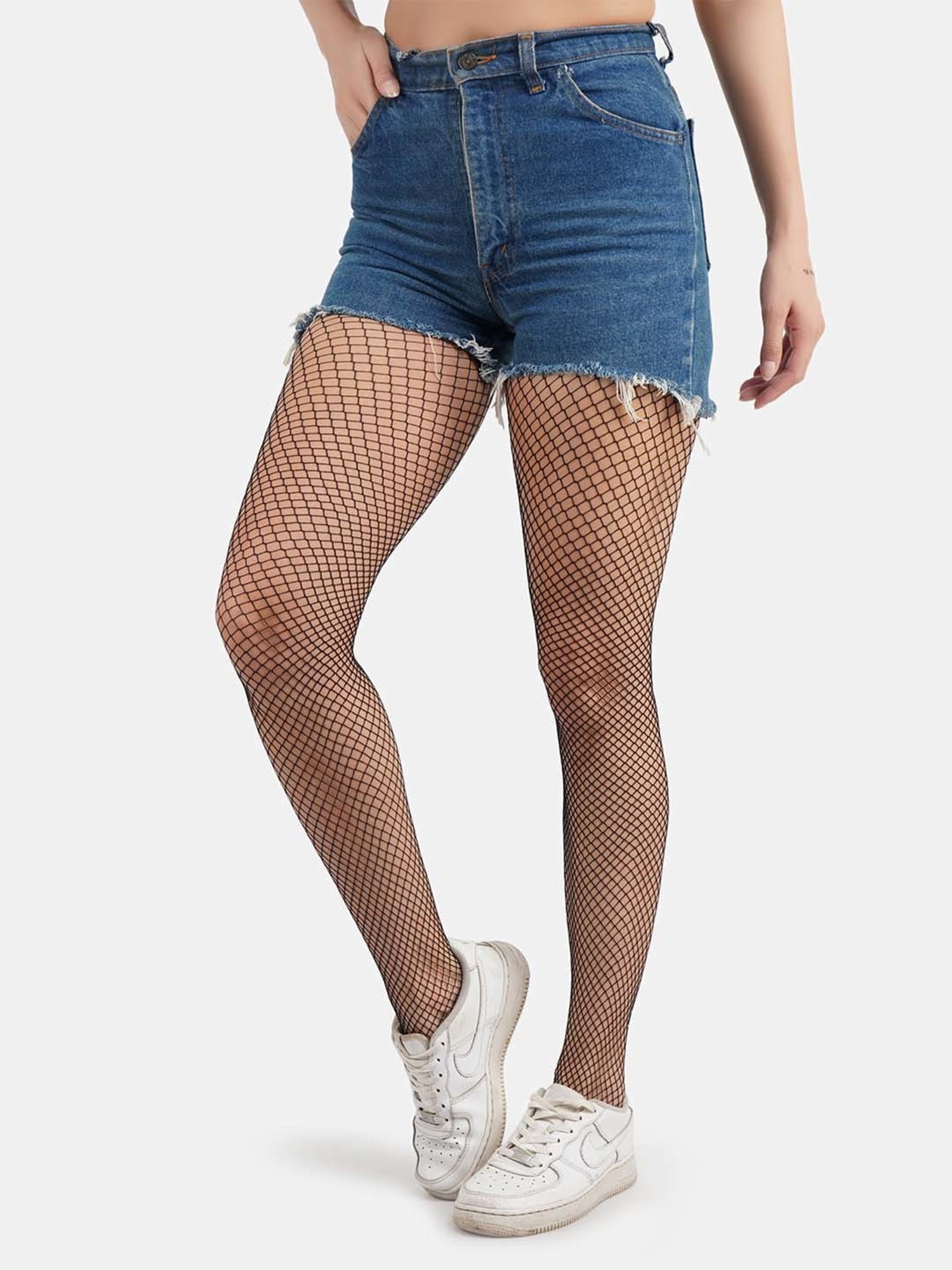 Secrets By ZeroKaata Beige & Black Plain Pantyhose Stockings - Pack Of 2