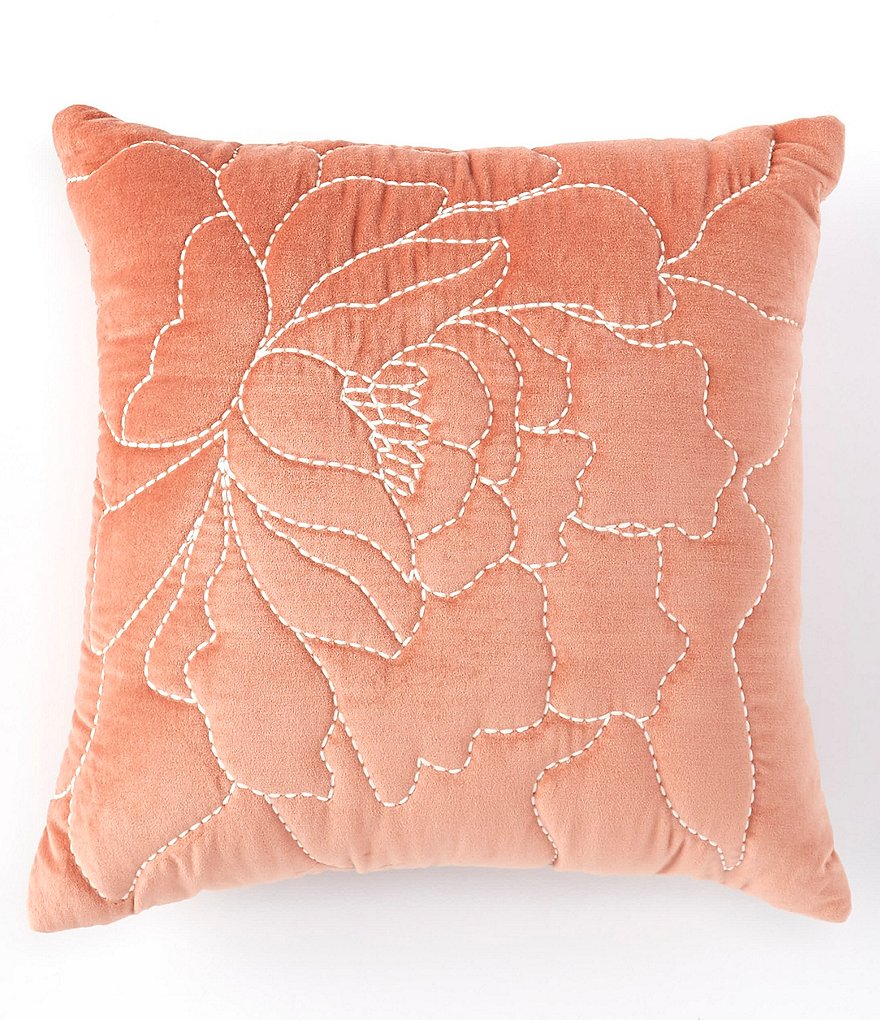 Studio D Oversized Floral Embroidered Velvet Square Pillow