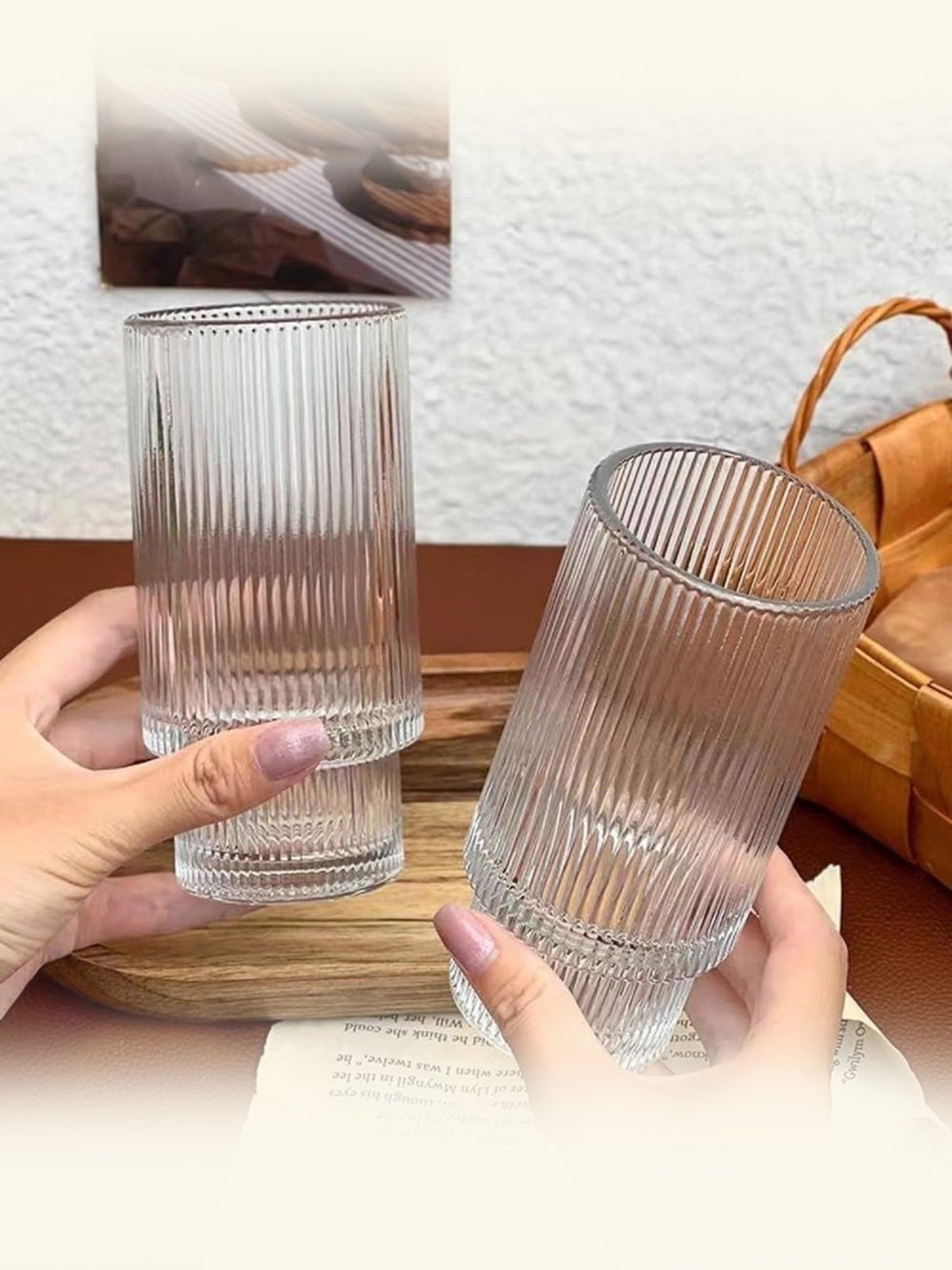 Melbify Ribbed Mojito Transparent Cocktail Glasses 330ml - Set of 6