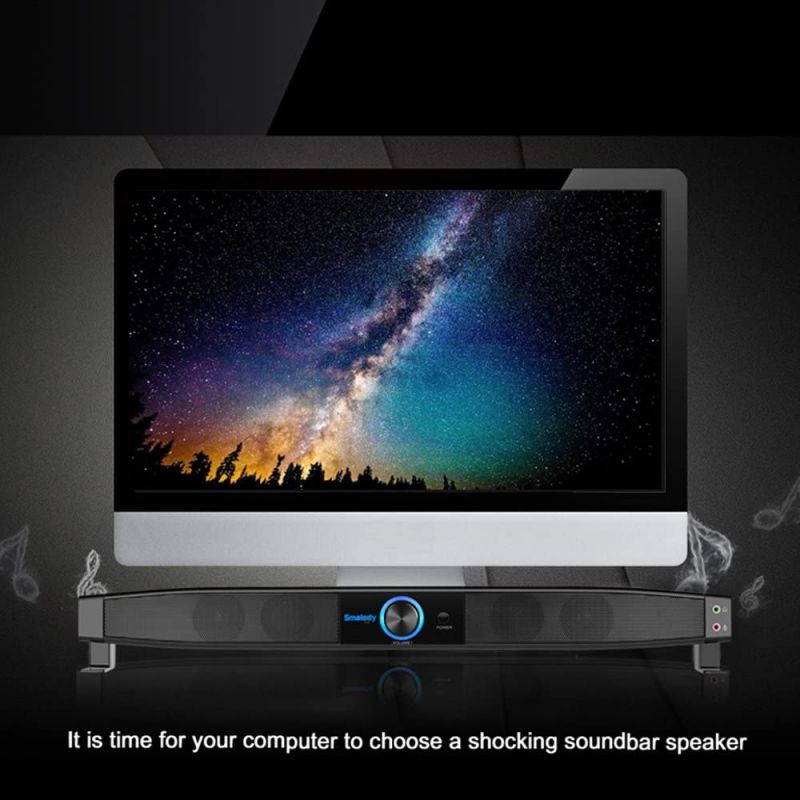Docooler Soundbar with Two 5W Internal Stereo Subwoofers USB Powered Speakers Home Theater with Microphone Headphone Jack Support LINE in Music Play