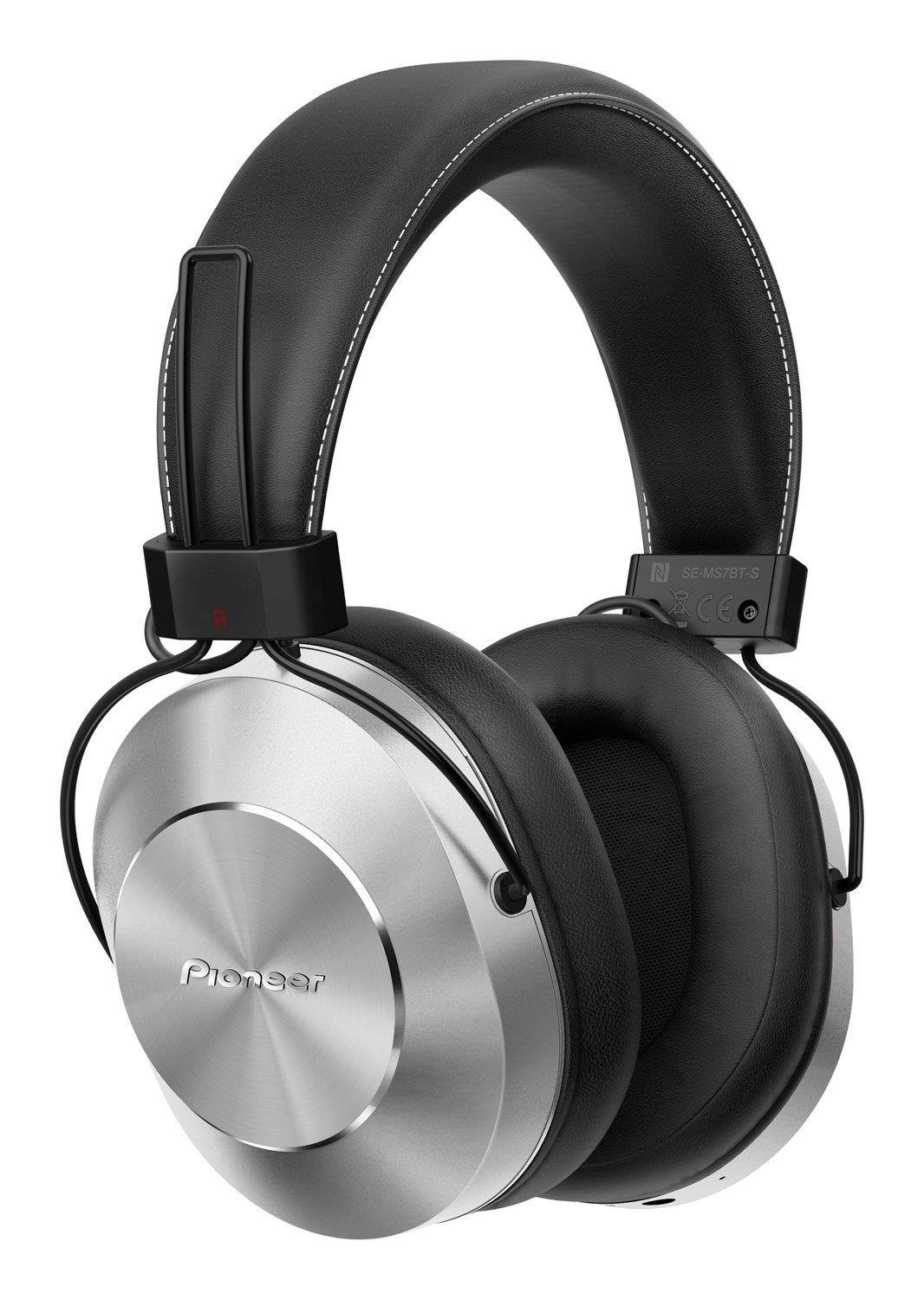 Pioneer Bluetooth 3.0 and Hi-Res Audio Over Ear Wireless/Wired Stereo Headphone with Built-In Mic, 12 Hours Battery, Pair 8 Devices, 40mm Drivers, 1.2m Cable, 9 Hz to 22 kHz, Silver (SE-MS7BT-S)