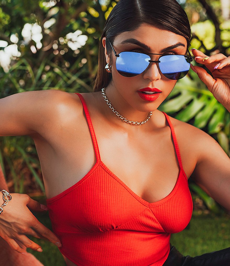 Quay Australia Quay x Maluma The Playa Polarized Frameless Aviator Sunglasses