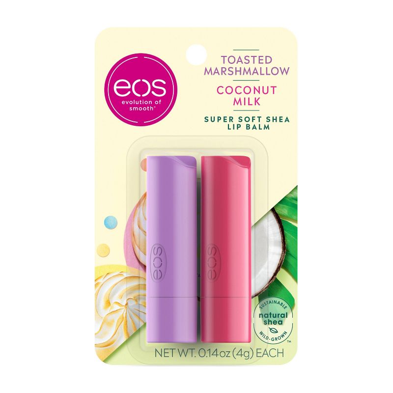 eos Lip Balm Sticks - Toasted Marshmallow and Coconut Milk - 2ct/0.14oz each