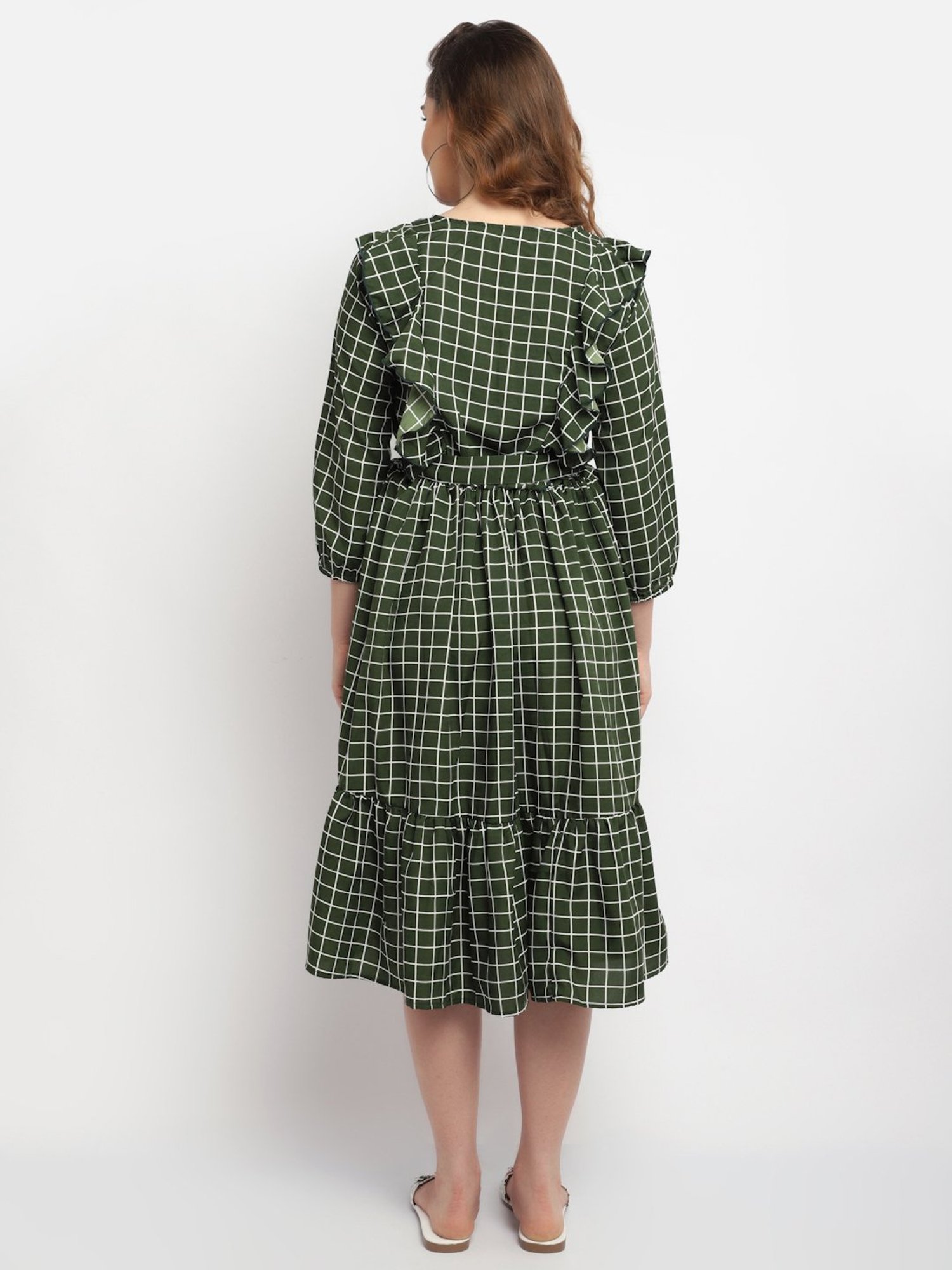Moms Maternity Green Chequered Dress