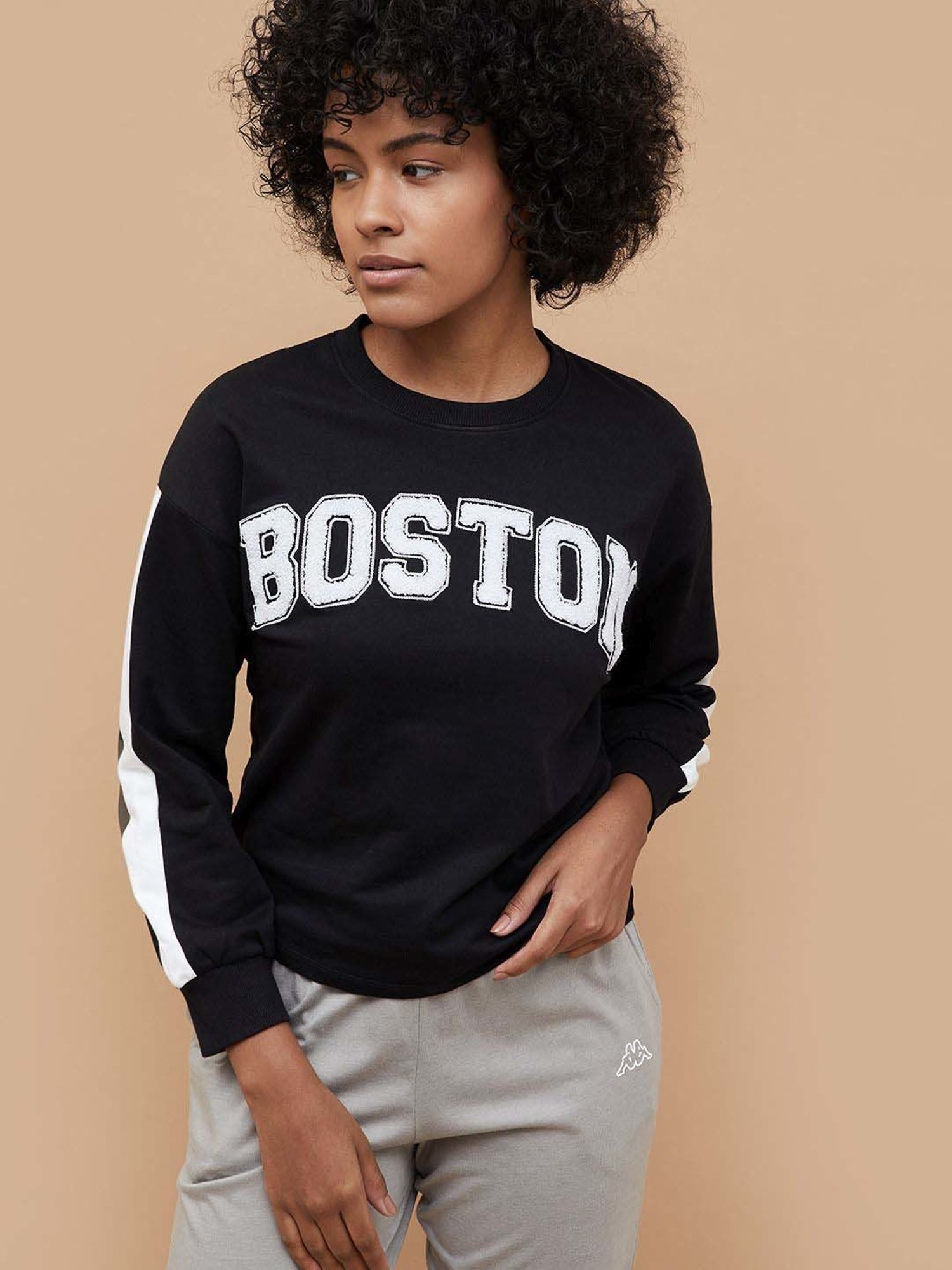 KAPPA Black Cotton Printed Sweatshirt