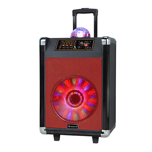 Supersonic Speaker System - 18 W Rms - Portable - Battery Rechargeable - Wireless Speaker[s] - 30 Hz - 20 Khz - Sd - Bluetooth - Usb - Rechargeable Battery, Disco Light, Fm Radio, (iq3612djbtrd)