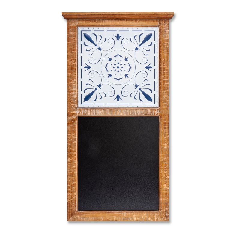 Lone Elm Studios 35.4-inch tall Metal Tile and Wood Chalkboard Wall D&eacute;cor