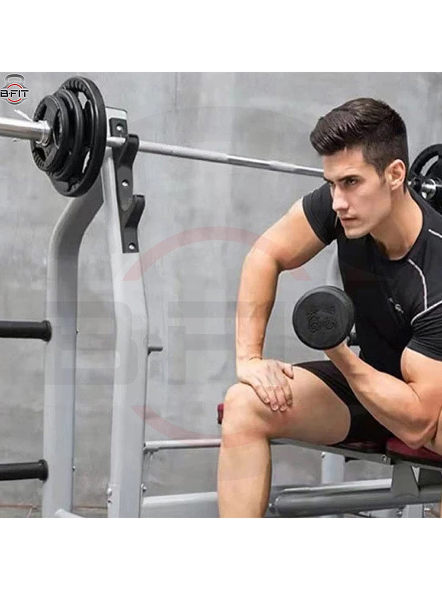 B Fit Wall Mounted Horizontal Barbell Holder Set of 2 (Black)