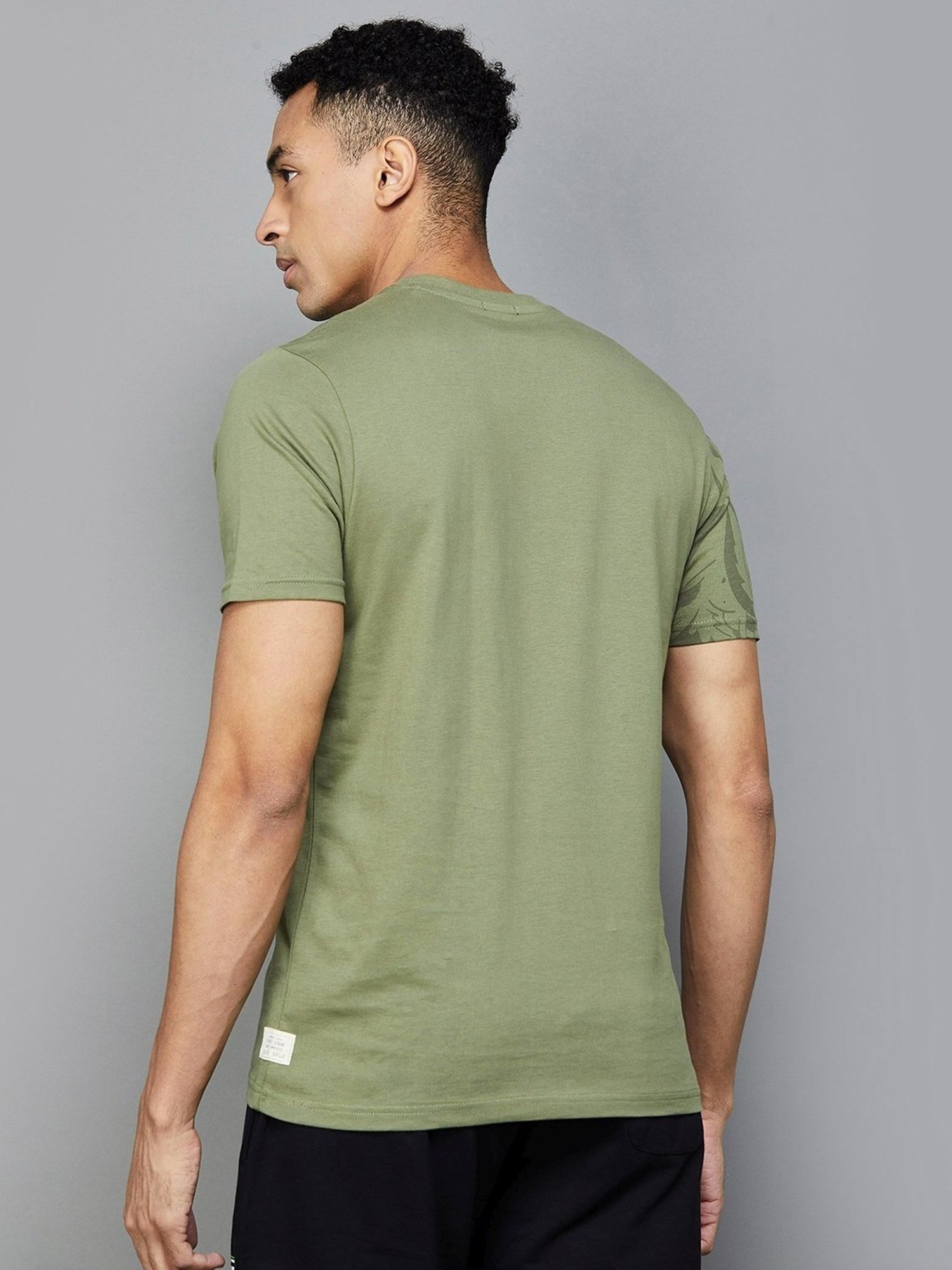 Forca by Lifestyle Sage Cotton Regular Fit Printed T-Shirt