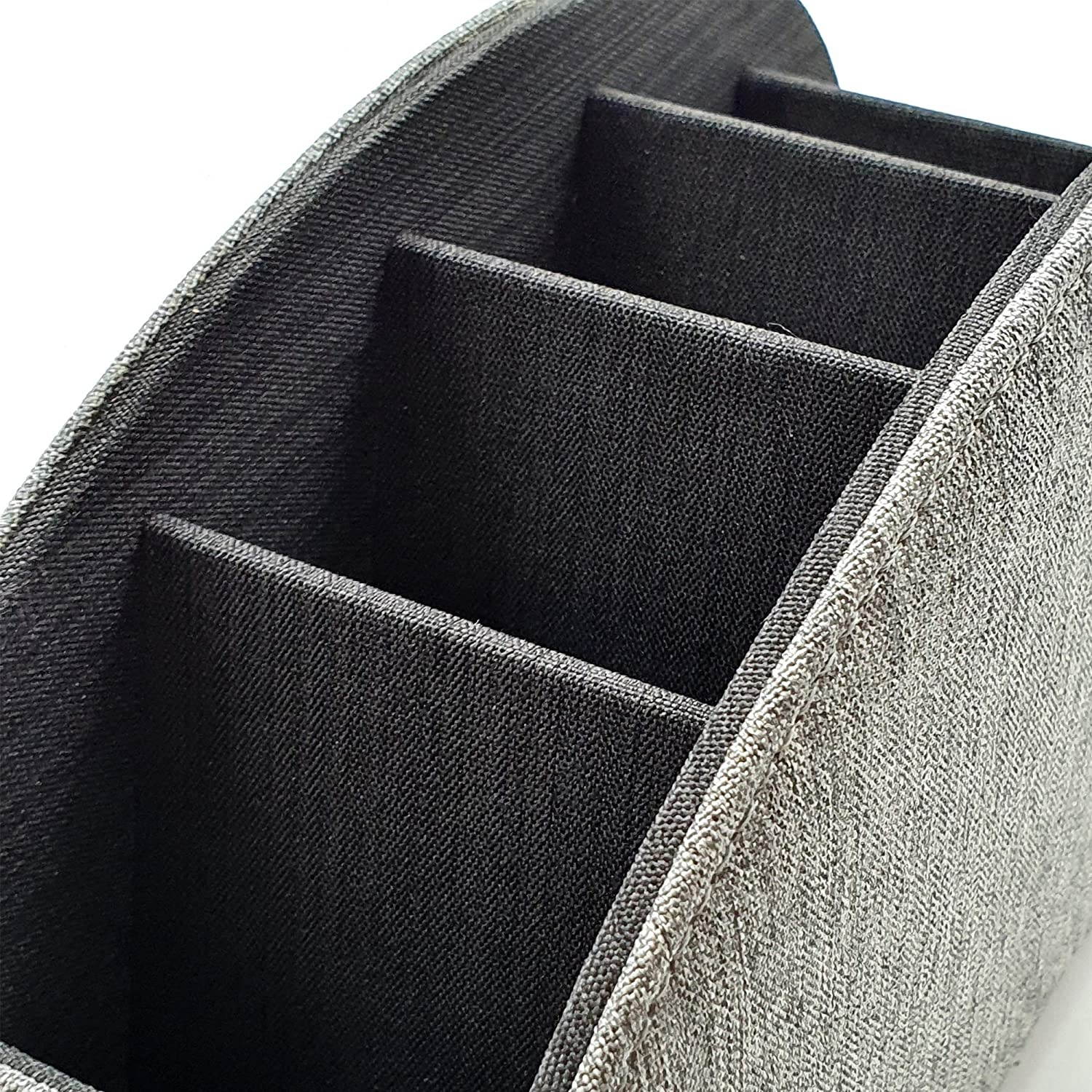 Fabric Remote Control Holder Storage Caddy and Desk Organiser 5 Compartments for TV, DVD, Blu-Ray Remotes - CEG10 Fine Fabric Pepper Red by Connected Essentials (Uniform Gray)