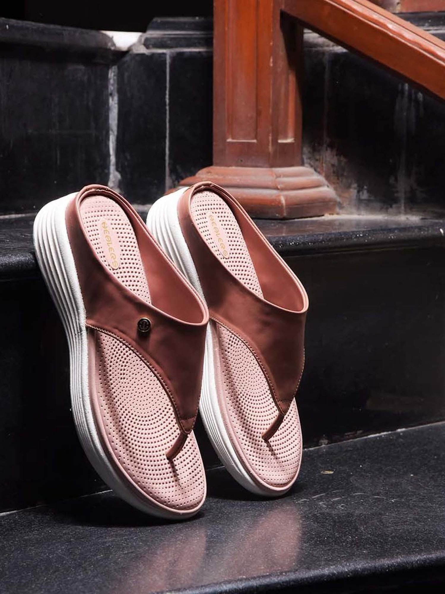 Healers by Liberty Women's Peach Thong Wedges