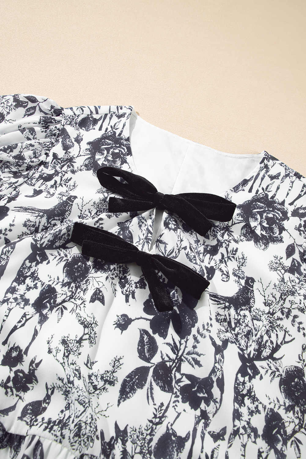 Black Leopard Patchwork Split Neck Ruffle Plus Size Dress