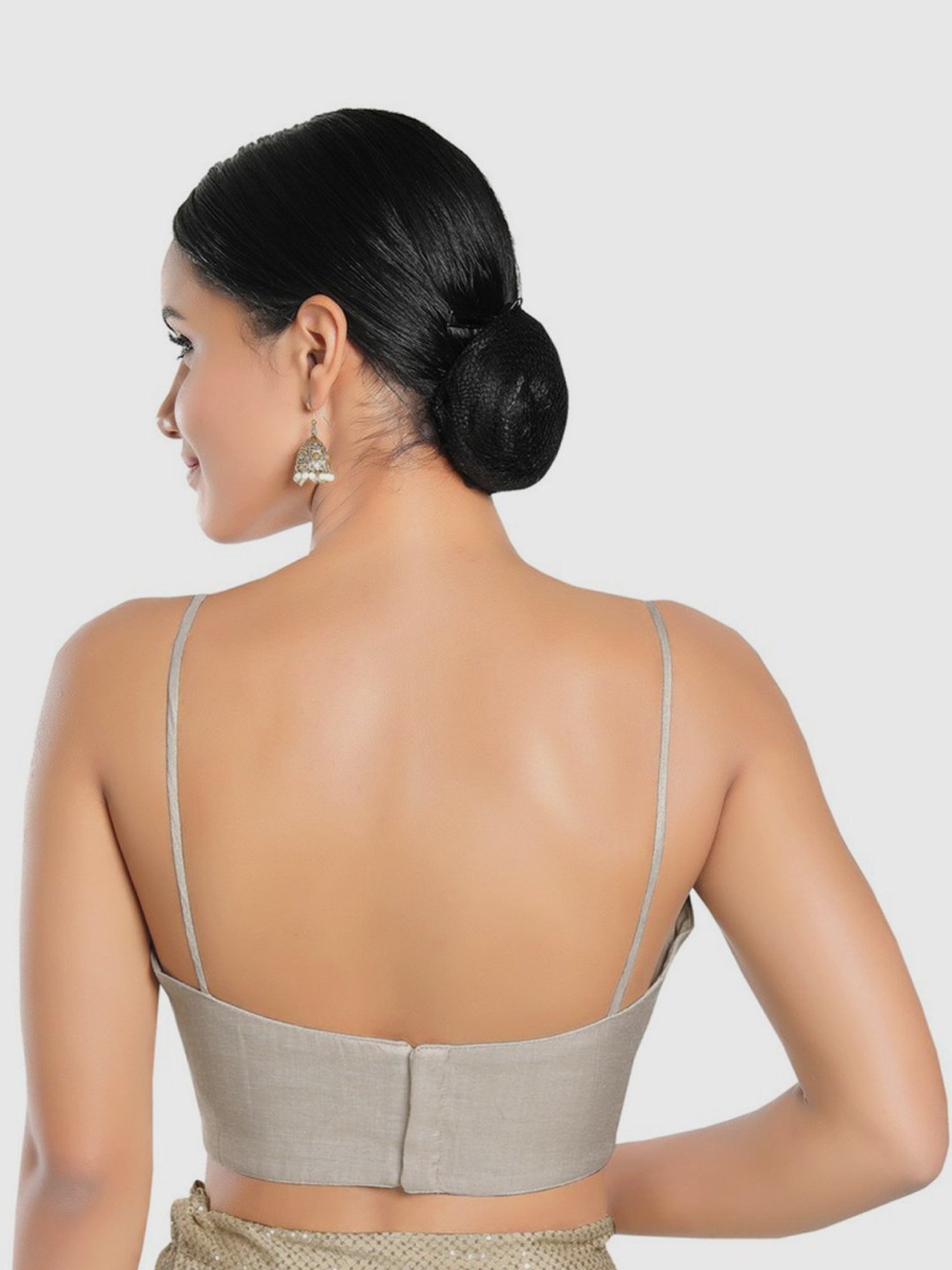 Salwar Studio Silver Textured Readymade Blouse