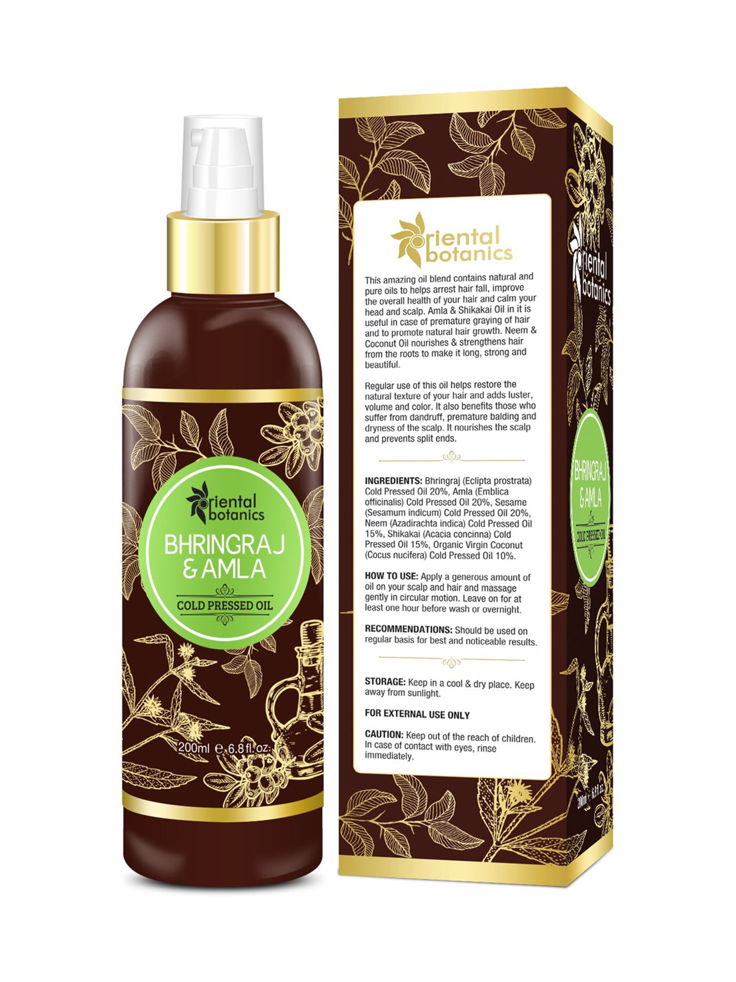 Oriental Botanics Bhringraj & Amla Hair Oil - 200 ml