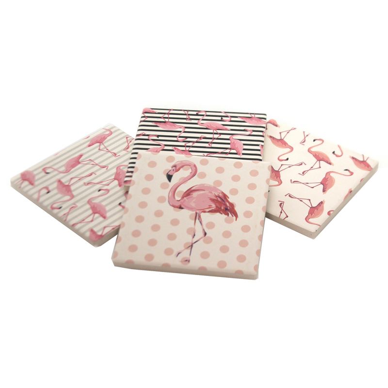 Tabletop 4.0" Flamingo Coaster Set Bird Florida Pink Carson Home Accents  -  Coasters