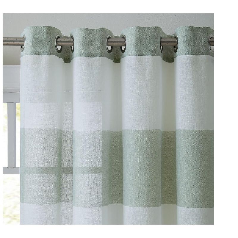 VCNY Home August Semi Sheer Striped Curtain Panel - Sage - Pair 54 x 108