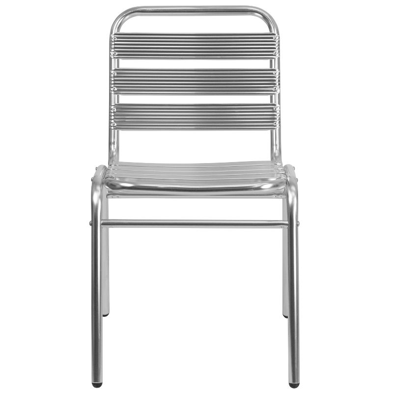 Emma and Oliver Aluminum Indoor-Outdoor Stack Chair with Triple Slat Back