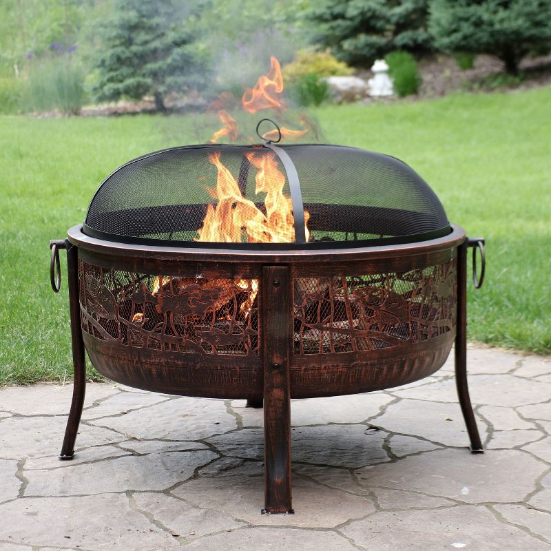 DeckMate 30371 Avondale Outdoor Backyard Patio Portable Steel Fire Bowl Fire Pit, Antiqued Copper Finish