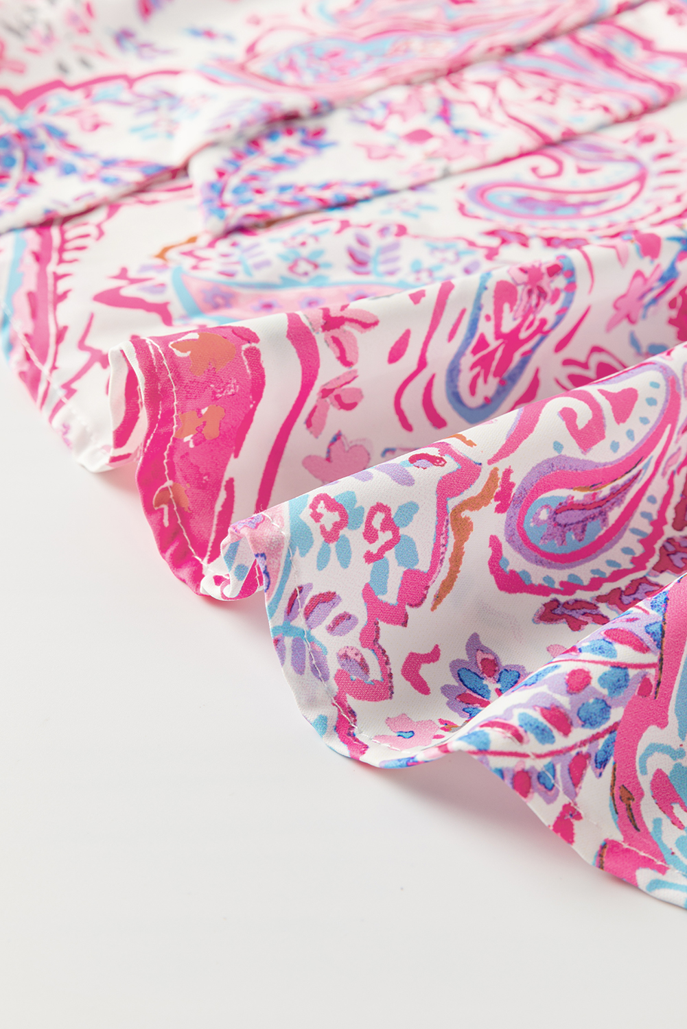 Multicolour Paisley Print Knot Asymmetric Shoulder Sleeveless Shirt