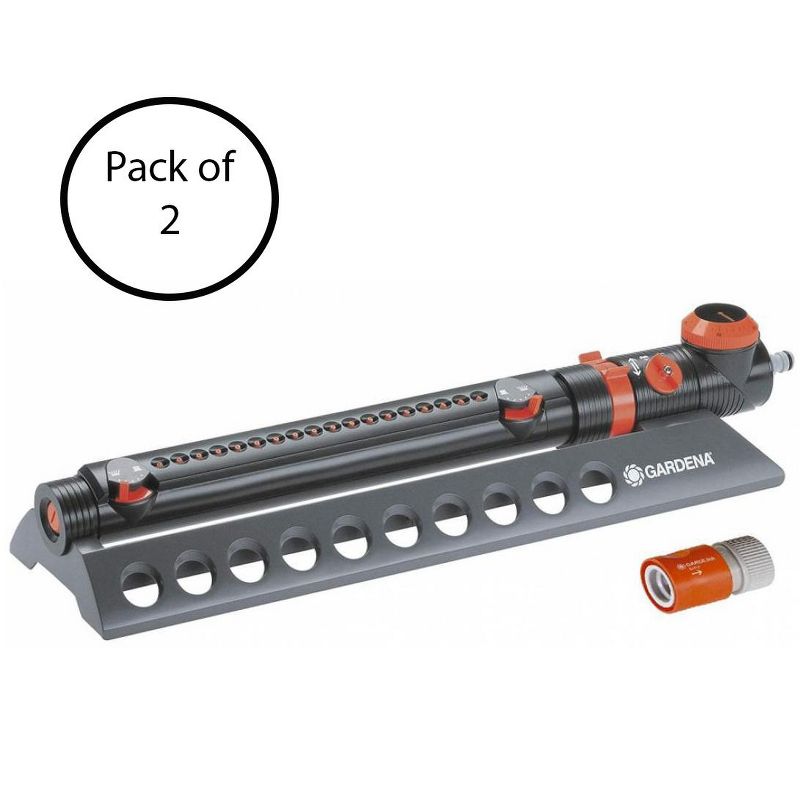 Gardena 1979 AquaZoom 3900 Foot Coverage Outdoor Lawn Garden Oscillating Sprinkler, Adjustable Controls (2 Pack)