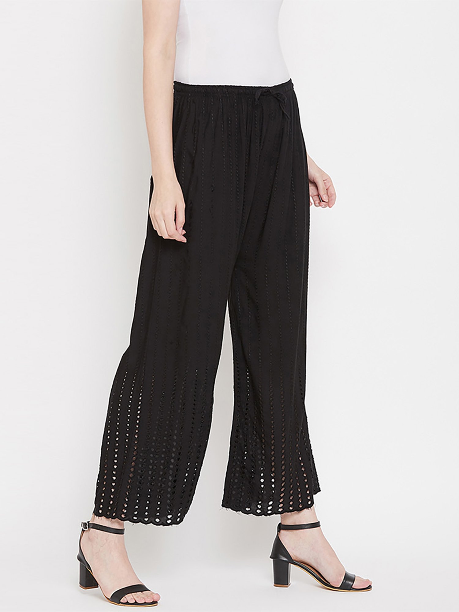 Castle Black Embroidered Palazzos