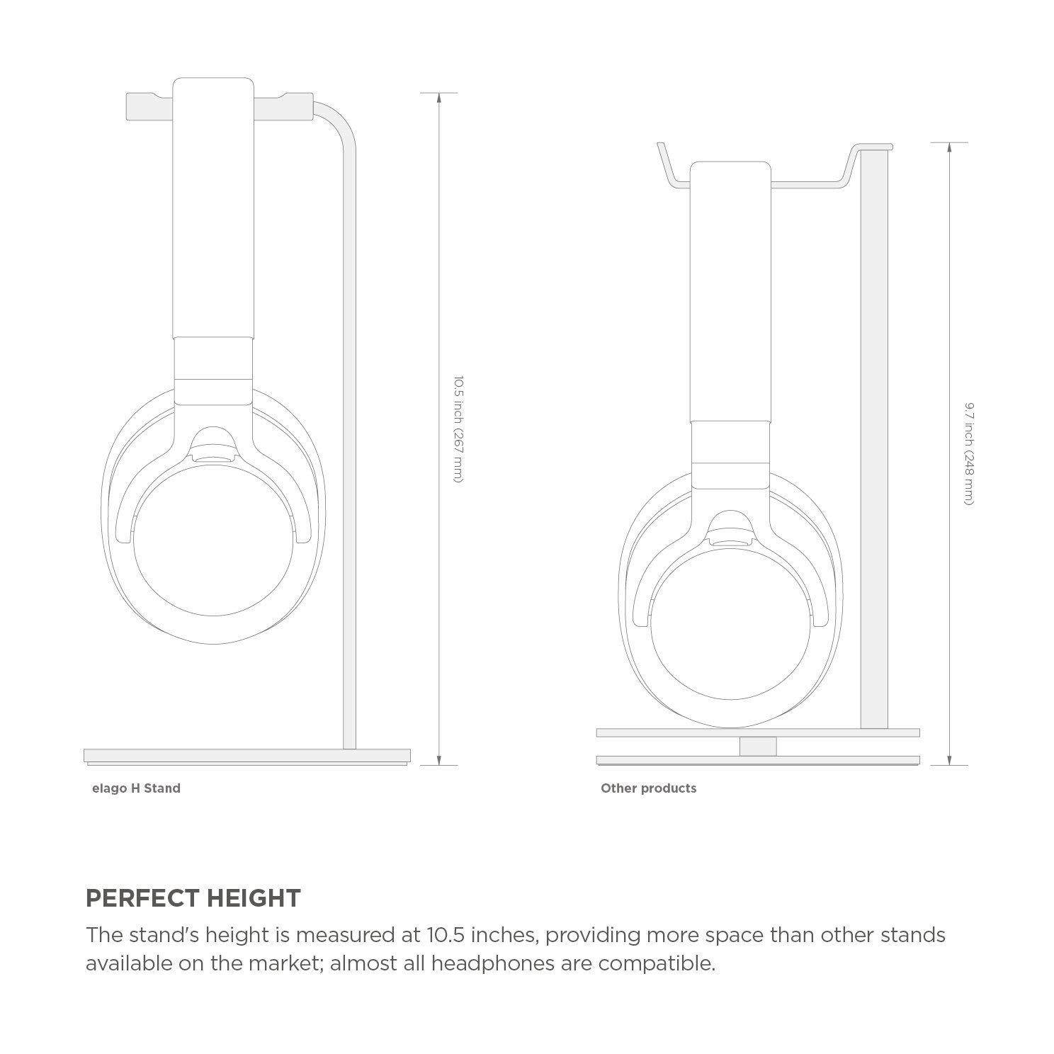 elago H Stand [Dark Gray] - [Premium Aluminum][Scratch-Free Padding][Perfect Height] Gaming and Audio Headphones