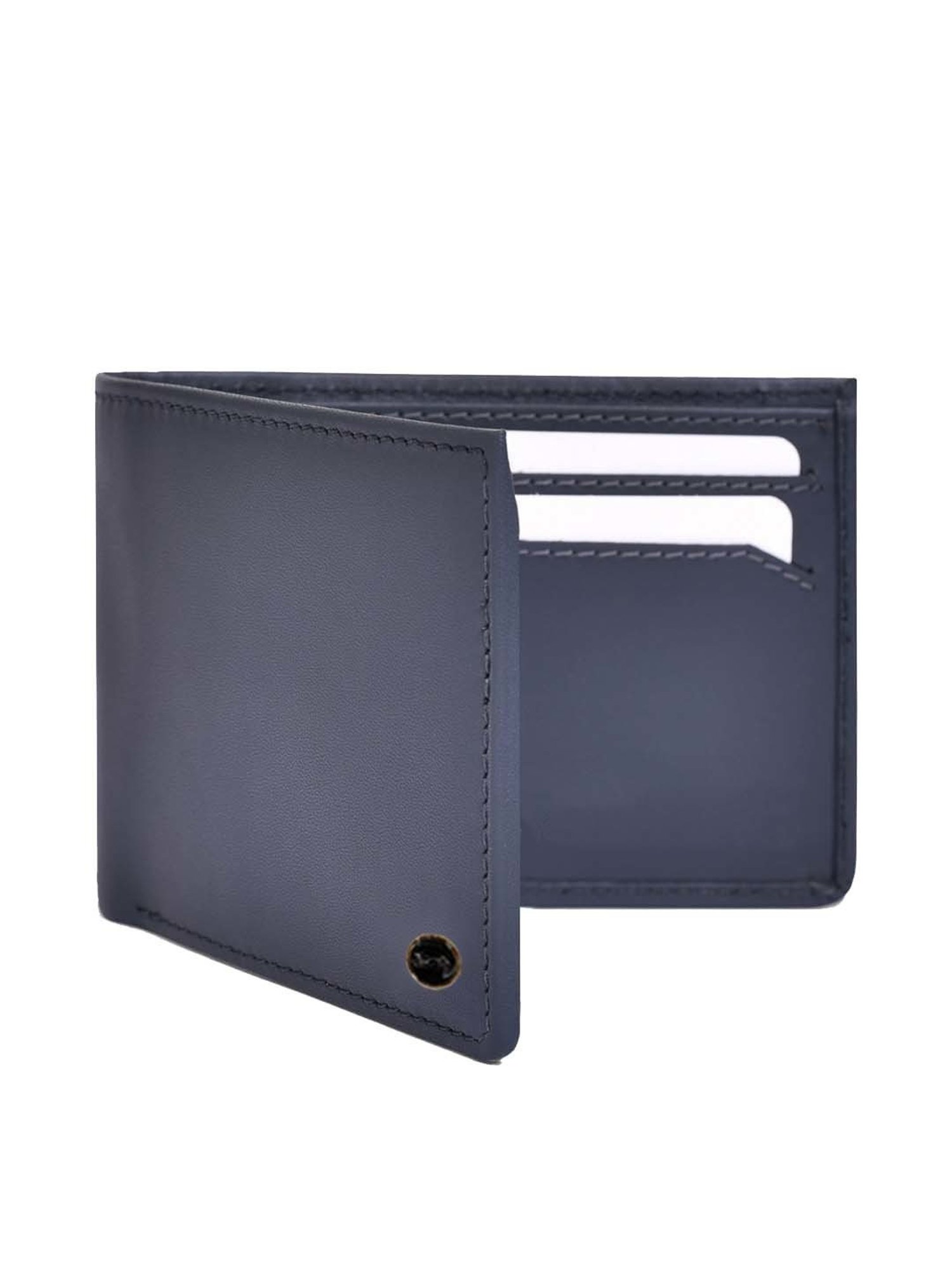 BELWABA Navy Casual Leather Bi-Fold Wallet for Men