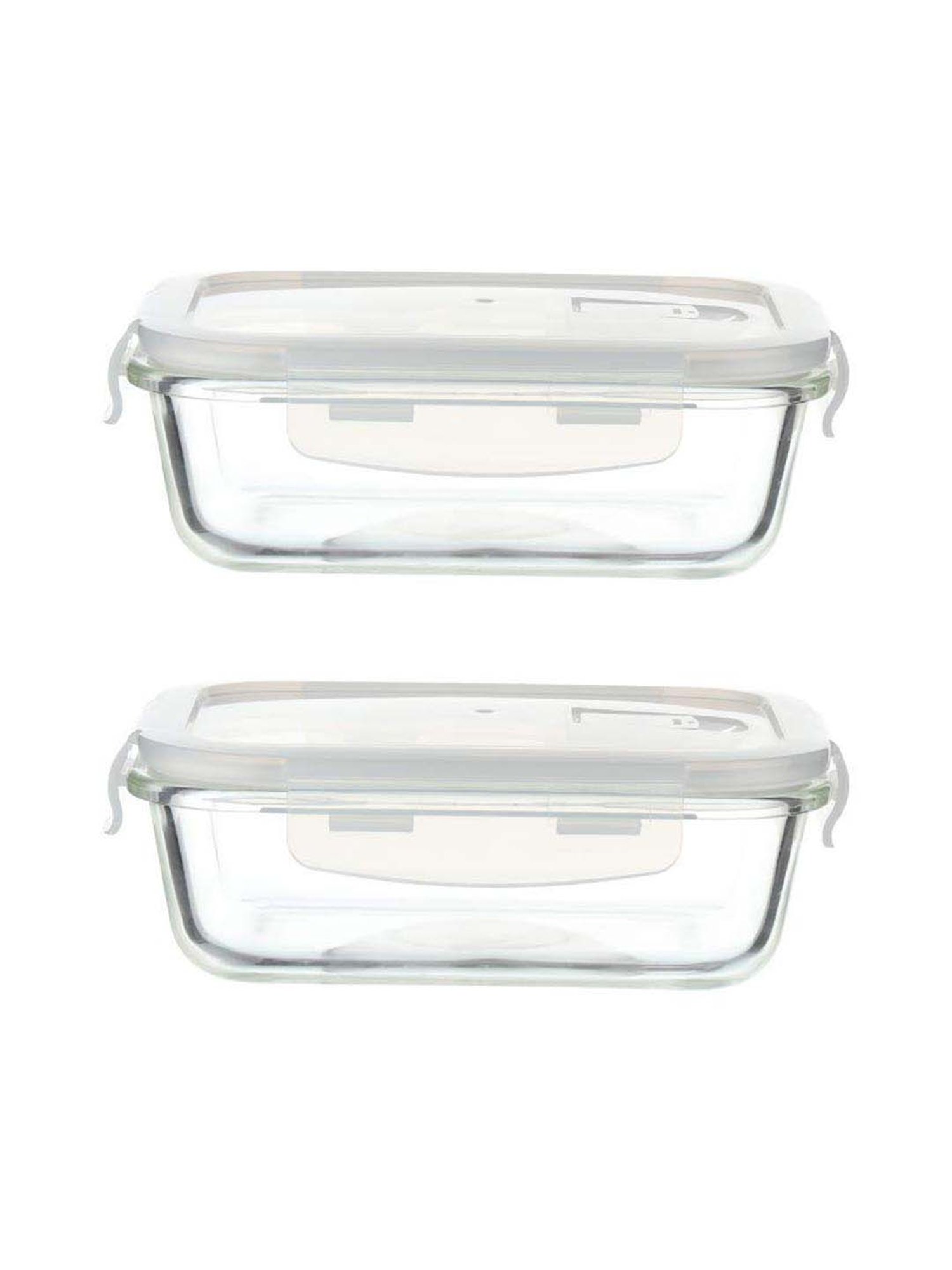 Femora Transparent Borosilicate Glass Containers with Lid (1000 ml) - Set of 2