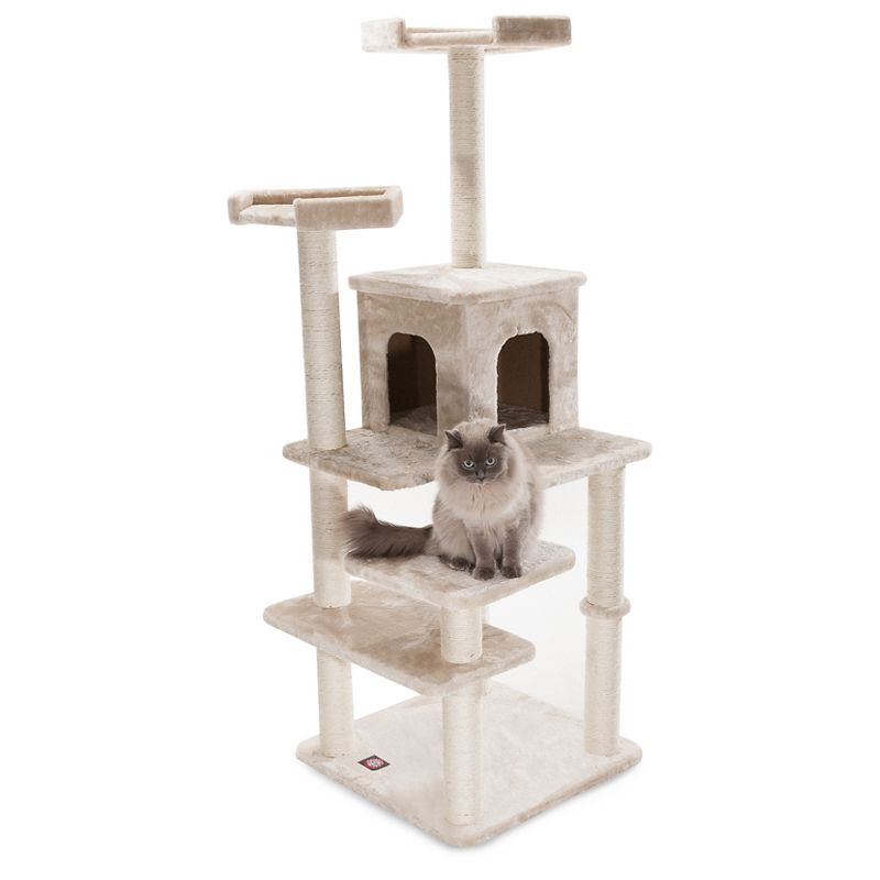 Majestic Pet Casita Faux Fur Activity Center Cat Scratcher -  Honey - 66"