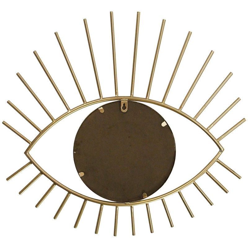 Stratton Home Decor Hanging Vintage Style Boho Chic Oval Metal Frame Eye Accent Wall Art with Round Mirror For Living Room Bedroom & Bathroom, Gold