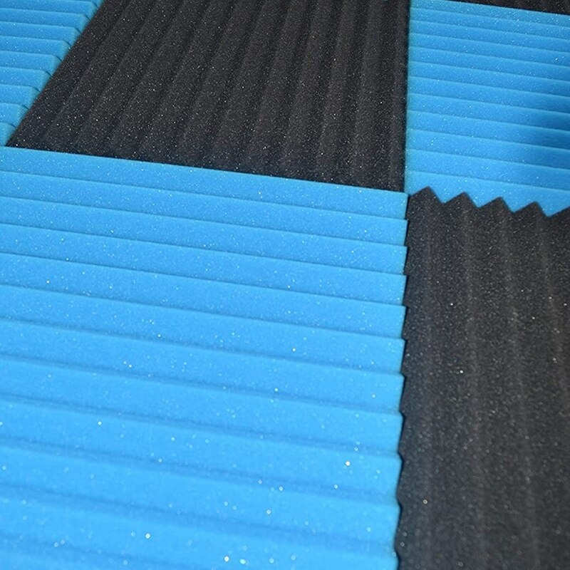 24 Pcs Acoustic Panels,Soundproofing Foam,Acoustic Tiles for Studio,Foam Sound Wedges 2.5 x 30 x 30cm,Blue&Black