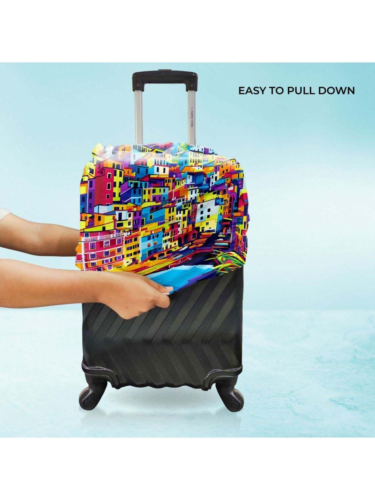 Nasher Miles Polyester 55 cm (20 Inch) Small Protective Luggage Cover - Riomaggiore Design