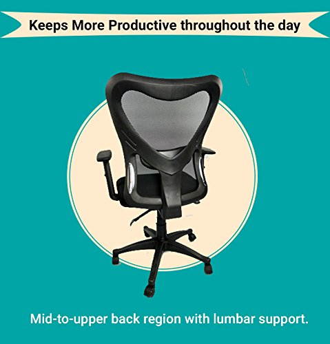 Ergonomic Chelsea Comfortable Executive Office Chair with Adjustable Height Seat, Built-In Lumbar Support, Tilt Lock Mechanism, Lumbar Posture Support, Durable Mesh - BLACK COLOR